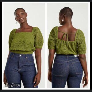 Everlane Olive Puff Sleeve Blouse